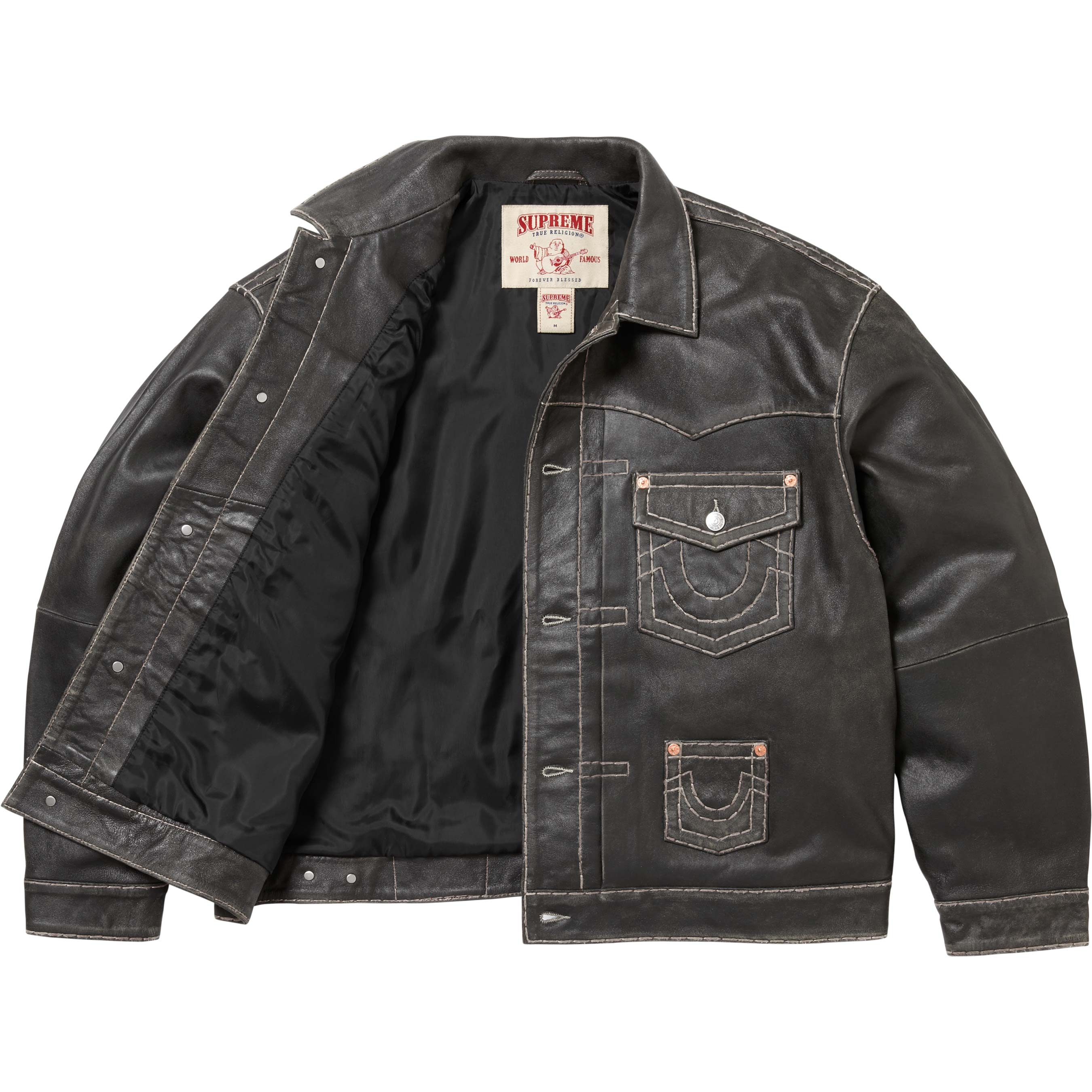 Supreme®/True Religion® Leather Trucker Jacket view 2